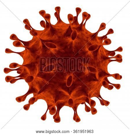 Coronavirus Cells Sars-cov-2 Isolated On White Background In 3d Rendering With Space For Text. The A