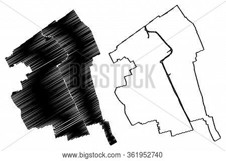 Delft City (kingdom Of The Netherlands, South Holland) Map Vector Illustration, Scribble Sketch City