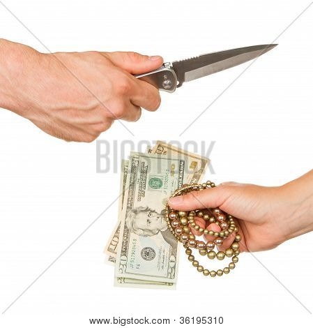 Man With Knife Threatening A Woman