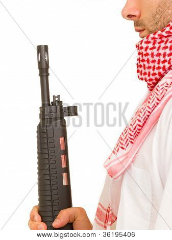 Arab Adult With A Machine Gun, Terrorist