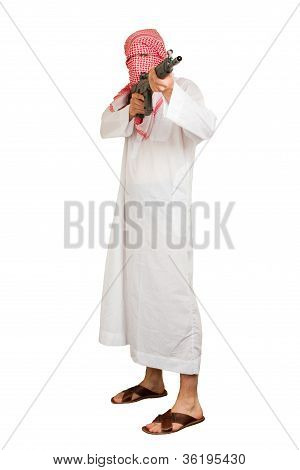 Arab Adult With A Machine Gun, Terrorist