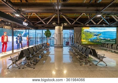 Moscow, Russia - 2020: Sheremetyevo International Airport, Inside The Terminal, Empty Chairs, Waitin