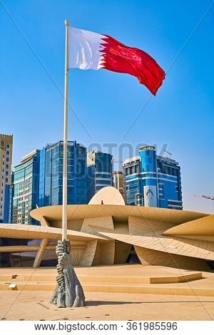 Doha ,Qatar -December 26 , 2019 : national museum of Qatar the desert rose building made by french architect Jean Nouvel