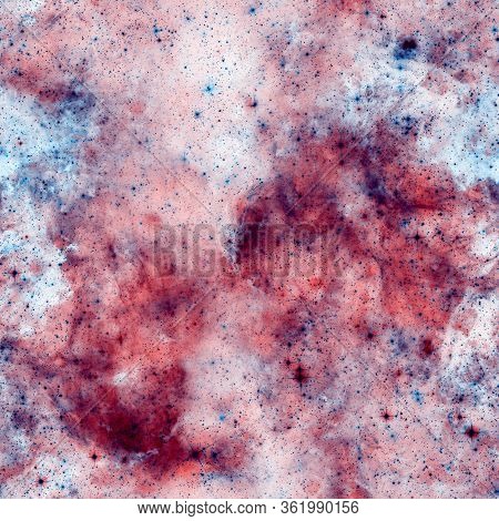 Galaxy Fabric Seamless Pattern. Red Abstract Background. Design For Wrapping Paper, Yoga Mat Or Gala