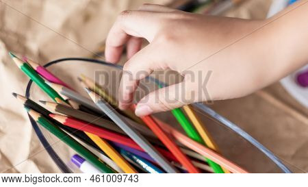 Different Types Of Colors Are Here But A Girl Hand Pick A Favorite Color For Color Designing The Ide