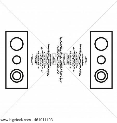 Sound Linespeakers. Speaker Icon. Audio Line Between Speakers. Vector Illustration. Stock Image.