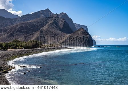 View Of The Port And Beach Puerto De La Aldea Of The Village Of San Nicolas In Gran Canaria In Spain