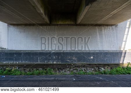 Nagele, Flevoland, The Netherlands - 07 20 2022 - Concrete Construction Of The Ketel Bridge