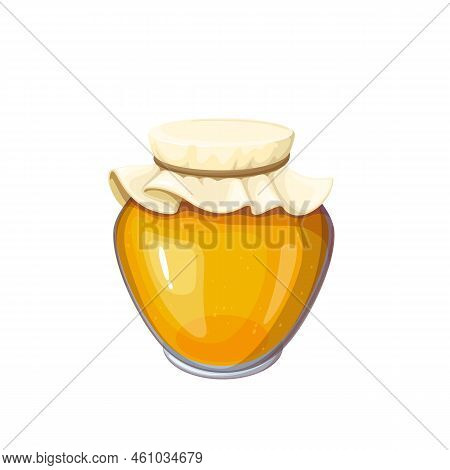 Glass Jar With Honey, Healthy Food And Natural Dessert, Isolated Pot With Fresh Nectar