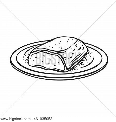 Kazandibi, Turkish Dessert And Delight, Sweet Food Line Icon, Sugar Milk Pudding