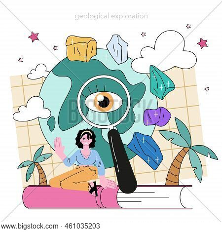 Geochemist Concept. Scientist Study Structure, Evolution And Dynamics