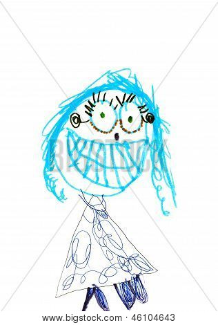 Disegno del bambino - sorridente ragazza