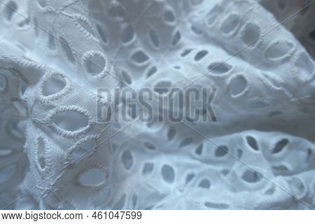 Vintage White Eyelet Embroidery Cotton Fabric In Soft Folds
