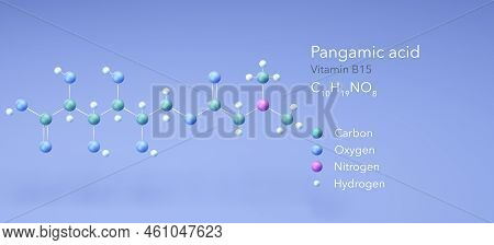 Pangamic Acid, Vitamin B15, Molecular Structures, 3d Model, Structural Chemical Formula And Atoms Wi