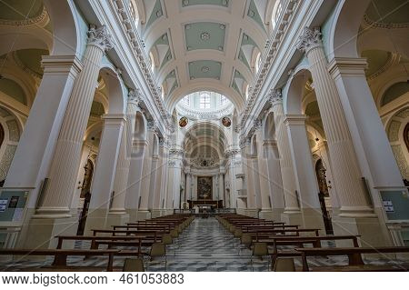 Urbino, Marche, Italy - July 2021: Inside Of Urbino Cathedral (italian: Duomo Di Urbino, Cattedrale