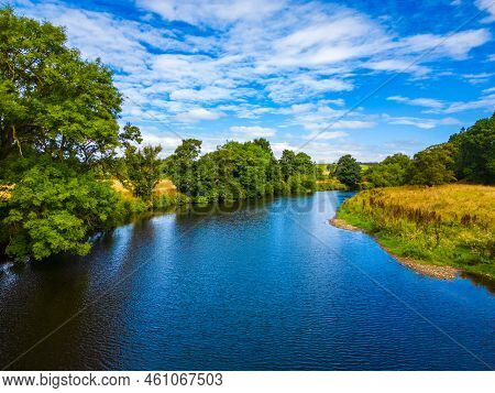 Aerial View Of River Wharfe On A Sunny, Summer Day