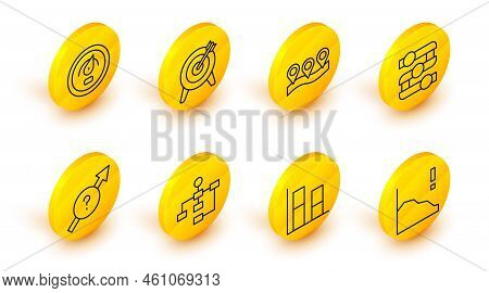 Set Line Financial Growth Decrease, Graph, Chart, Diagram, Hierarchy Organogram, Arrow, Location, Ta