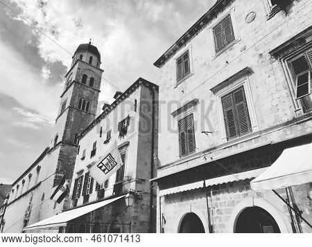 Stradun, Stradone Is The Main Street Of The Historic City Center Of Dubrovnik In Croatia. Architectu
