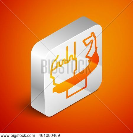 Isometric Monument To Founders Of Kiev Icon Isolated On Orange Background. Statue Of Kyi, Shchek, Ho