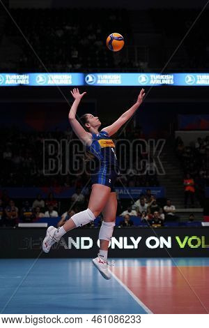 Ankara, Turkiye - June 03, 2022: Bosio Francesca Serves During Netherlands Vs Italy Vnl Pool Match I