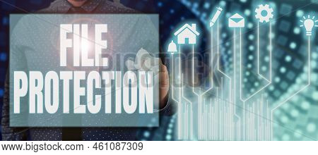 Sign Displaying File Protectionpreventing Accidental Erasing Of Data Using Storage Medium. Conceptua