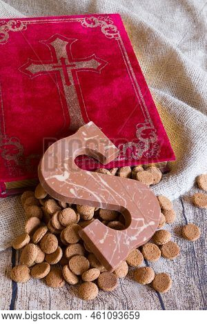 Dutch Sinterklaas Tradition: A Chocolate Letter, The Bookof Sinterklaas , A Bag And Candy Called Pep