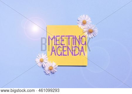 Sign Displaying Meeting Agendaan Agenda Sets Clear Expectations For What Needs To A Meeting. Interne