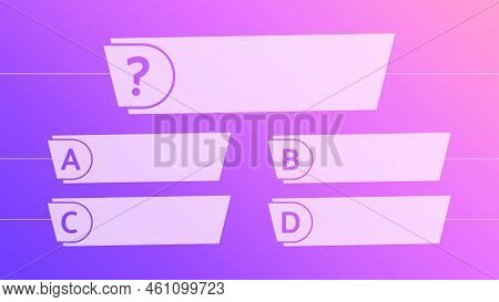 Multiple Choice Quiz Template. Question And Answers Template Form On Gradient Background. Vector Ill