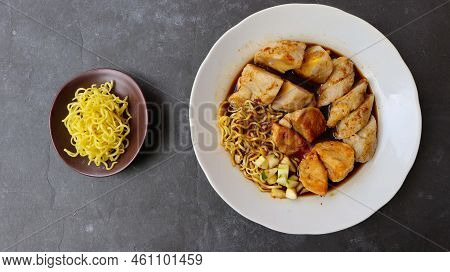 Pempek Or Empek-empek Or Fish Cake Is A Food Made From Soft Ground Fish Meat Mixed With Tapioca Flou