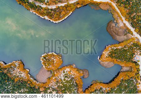 Kovada Lake In Autumn Aerial Photo Shoot With Drone