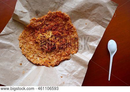 Kerak Telor Or Egg Crust. Kerak Telor Is Spicy Glutinous Rice Omelette With Grated Coconut. Made Fro