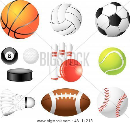 Sport labdák illusztráció készlet