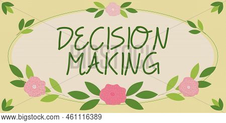 Text Showing Inspiration Decision Makingthe Act Of Deciding Between Two Or More Possibilities. Conce