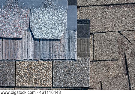 Assorted Selection Of Premium Synthetic Roof Shingles To Pick A New Style.