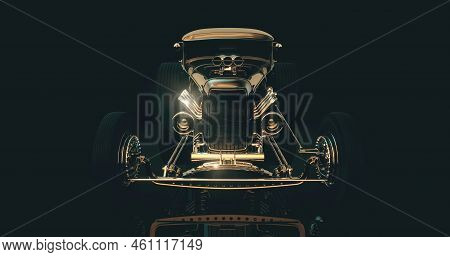Hot Rod Black On Dark Background. 3d Render.