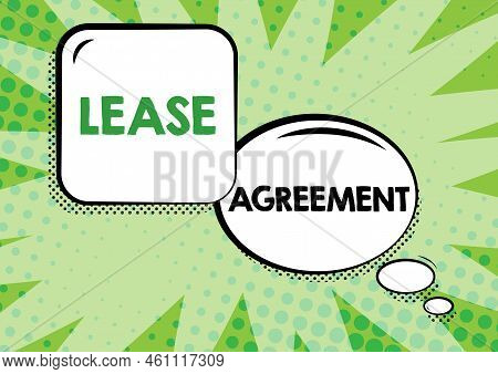 Text Sign Showing Lease Agreementcontract On The Terms To One Party Agrees Rent Property. Business S