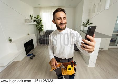 Good Day Mood Build Builder Construction Constructor Engineer Workman Repairman Concept. Close Up Ph