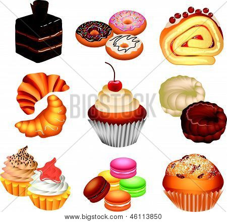 sütemények illusztráció készlet