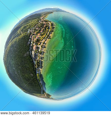 Panoramic Planet Of Ohrid Lake By Village Lagadin In North Macedonia