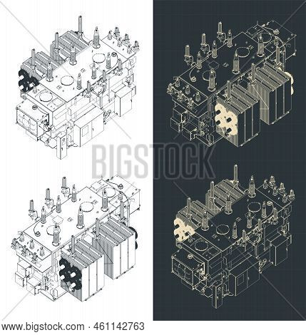 Distribution Transformer Isometric Blueprints