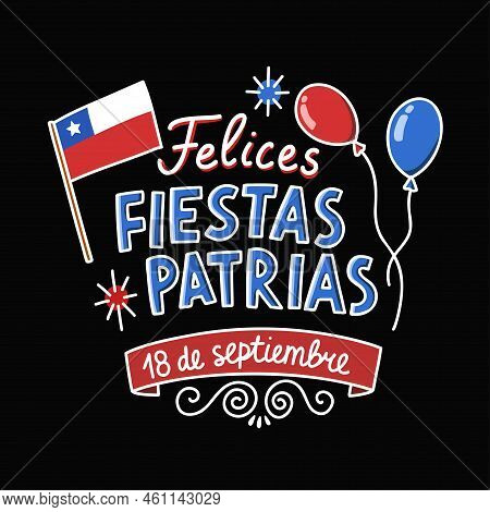 18 September. Chile Happy Independence Day Doodle Icon, Vector Illustration