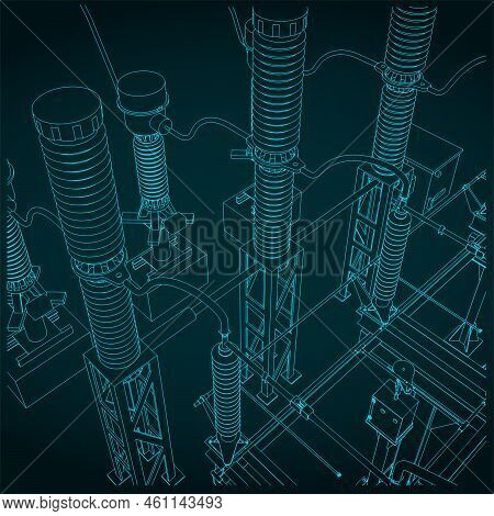 Transformer And Divide Voltage Close Up Illustration