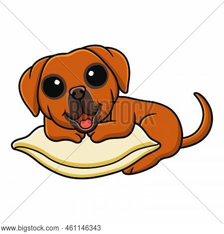 Vector Illustration Of Cute Tosa Inu Cartoon On The Pillow