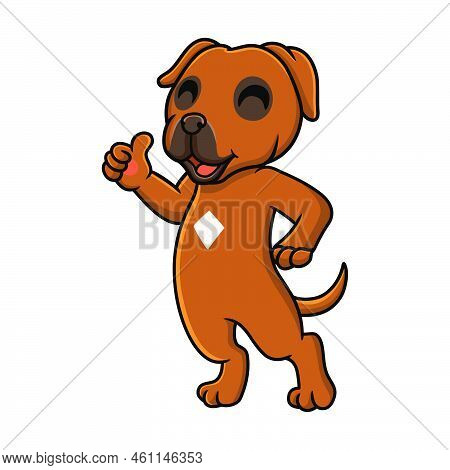 Vector Illustration Of Cute Tosa Inu Cartoon Giving Thumb Up
