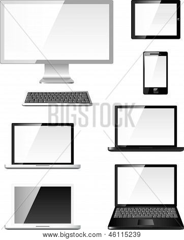 digitális eszközök fotorealisztikus vektor készlet