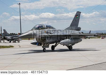 Konya, Turkiye - June 30, 2022: Jordan Air Force General Dynamics F-16am Fighting Falcon (6h-76/m13-