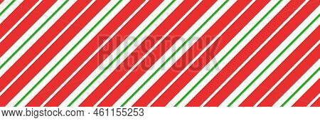 Christmas Candy Cane Striped Seamless Pattern. Christmas Candycane Background With Red And Green Str