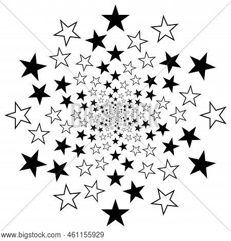 Black White Firework With Stars Isolated On Background. Vector Illustration. Black White Splash Expo