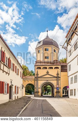 View At The Westertor In The Streets Of Memmingen In Germany