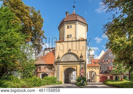 View At The Westertor In The Streets Of Memmingen - Germany